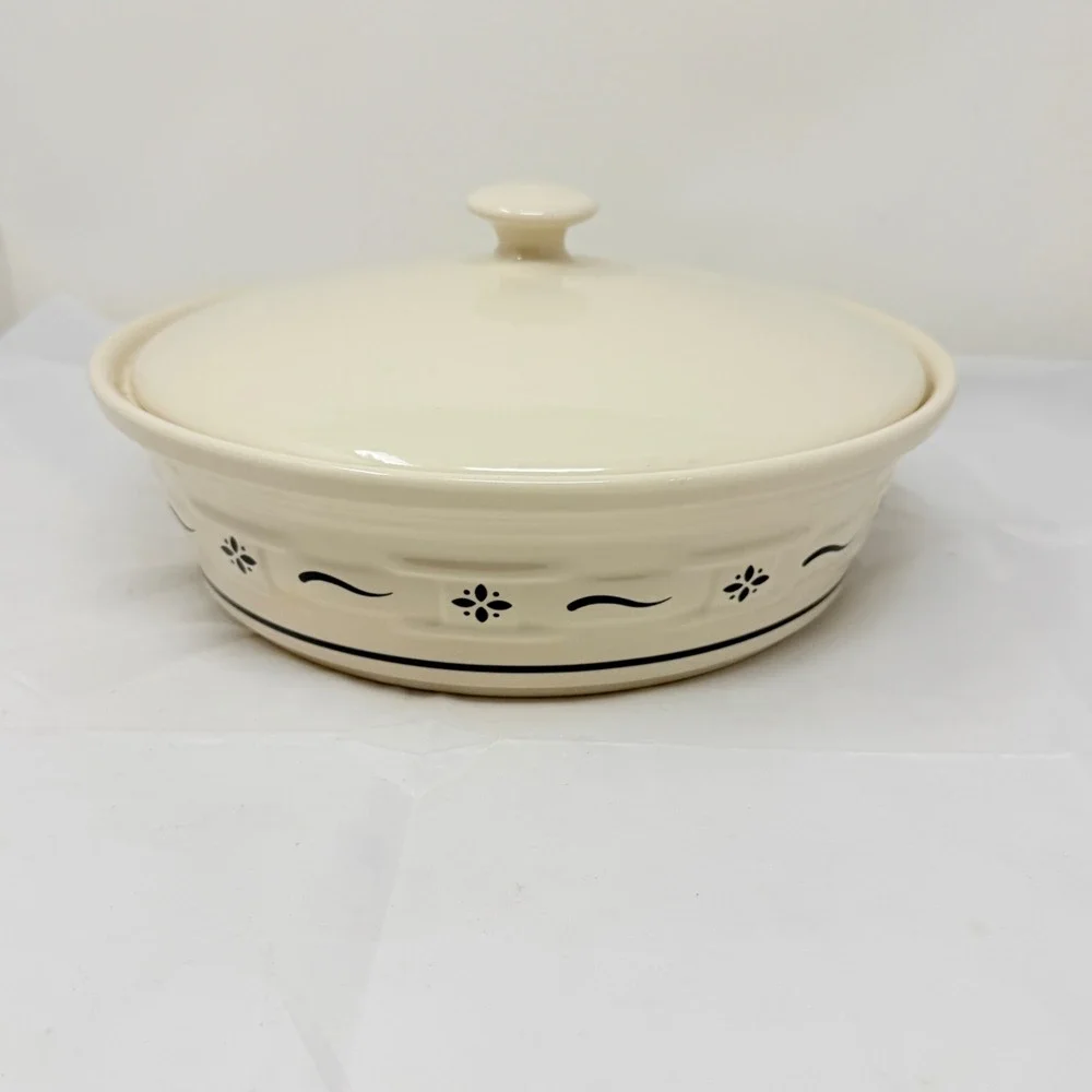 Longaberger Pottery Woven Traditions Heritage 2 Qt. Round Covered Casserole blue